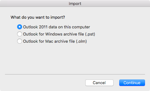 outlook for mac 2016 error import email